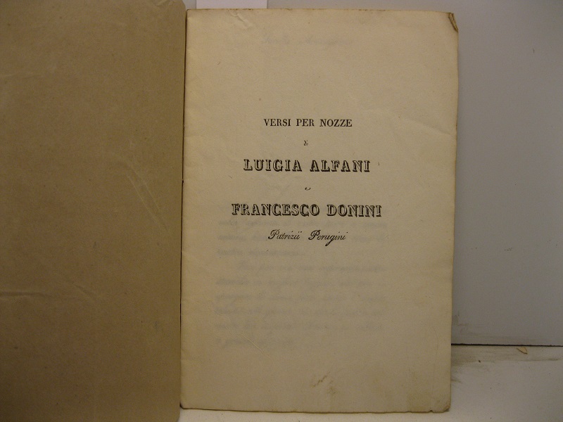 VERSI PER NOZZE DI LUIGIA ALFANI E FRANCESCO DONINI PATRIZI PERUGINI